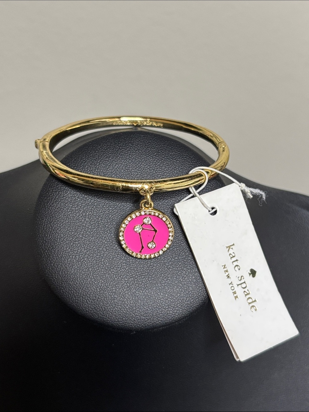 NWT Kate Spade Pink Libra Horoscope Sign Bangle Bracelet Hinged Birthday Gift